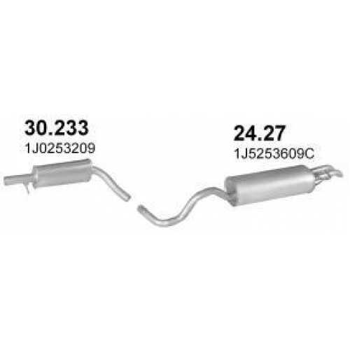 Глушитель Шкода Октавия (Skoda Octavia) 1.6i HB 100KM Сеат Толедо (Seat Toledo) 1.9 SDi 01- Фольксваген Гольф IV (Volkswagen Golf IV) 1.4i-16V 1.6i 1.9SDi 99- (24.27) Polmostrow алюминизированный