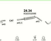 Глушитель Шкода Фабия (Skoda Fabia) / Фольксваген Пассат (Volkswagen Passat) 1.4i 00-05 (24.35) Polmostrow алюминизированный