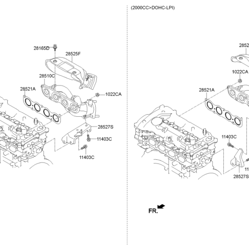 Выпускной коллектор Hyundai Sonata 2.0 LPI катализатор Hyundai Sonata 285102E670 28-285A12